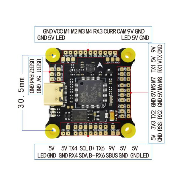 Hakrc F7230 V2 Coreless Plastic Flight Controller Stm32f722 ESC Stack Mini FC Power Module